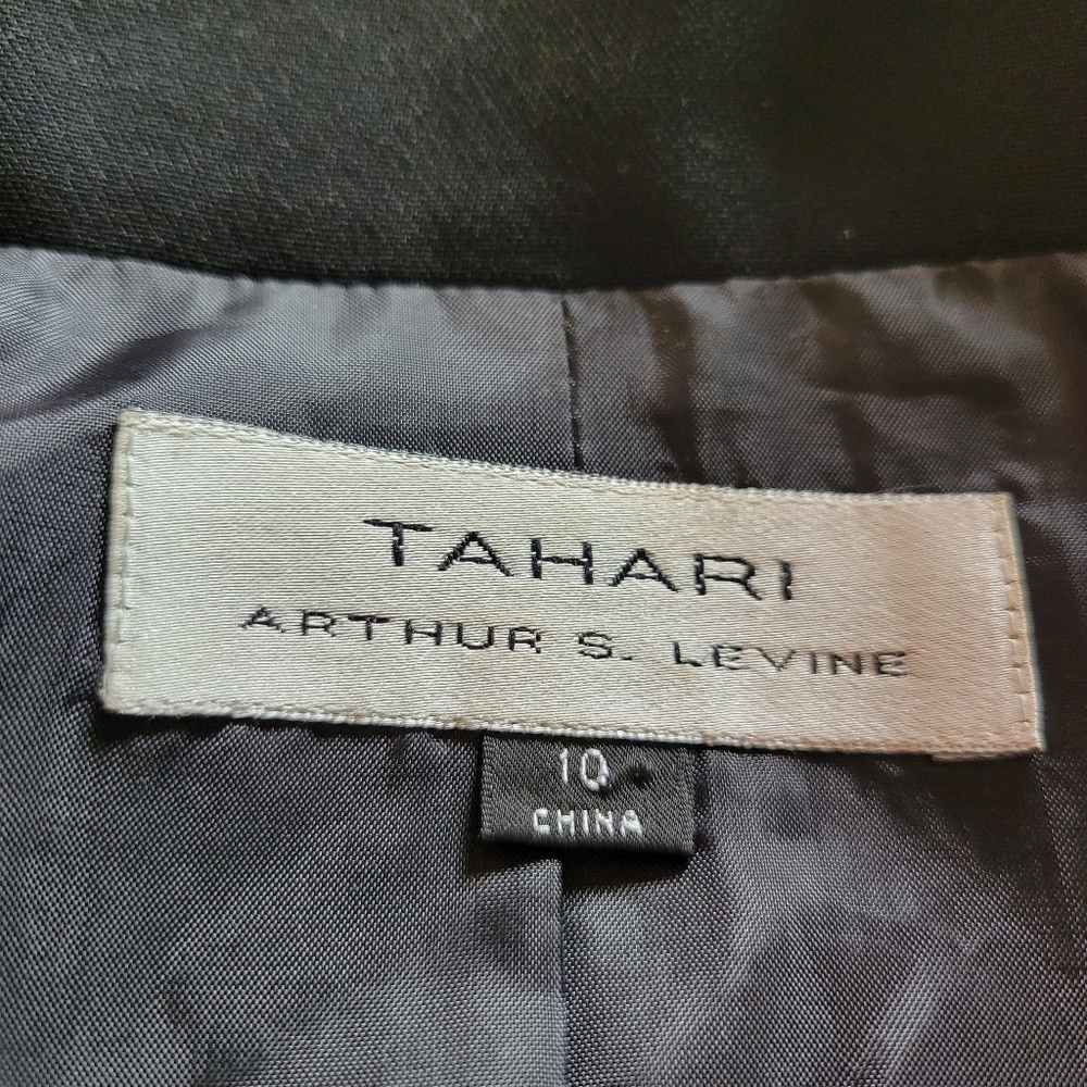 Tahari Arthur S Levine Black Jacket Blazer Open Front Mock Collar 10 - Picture 6 of 16
